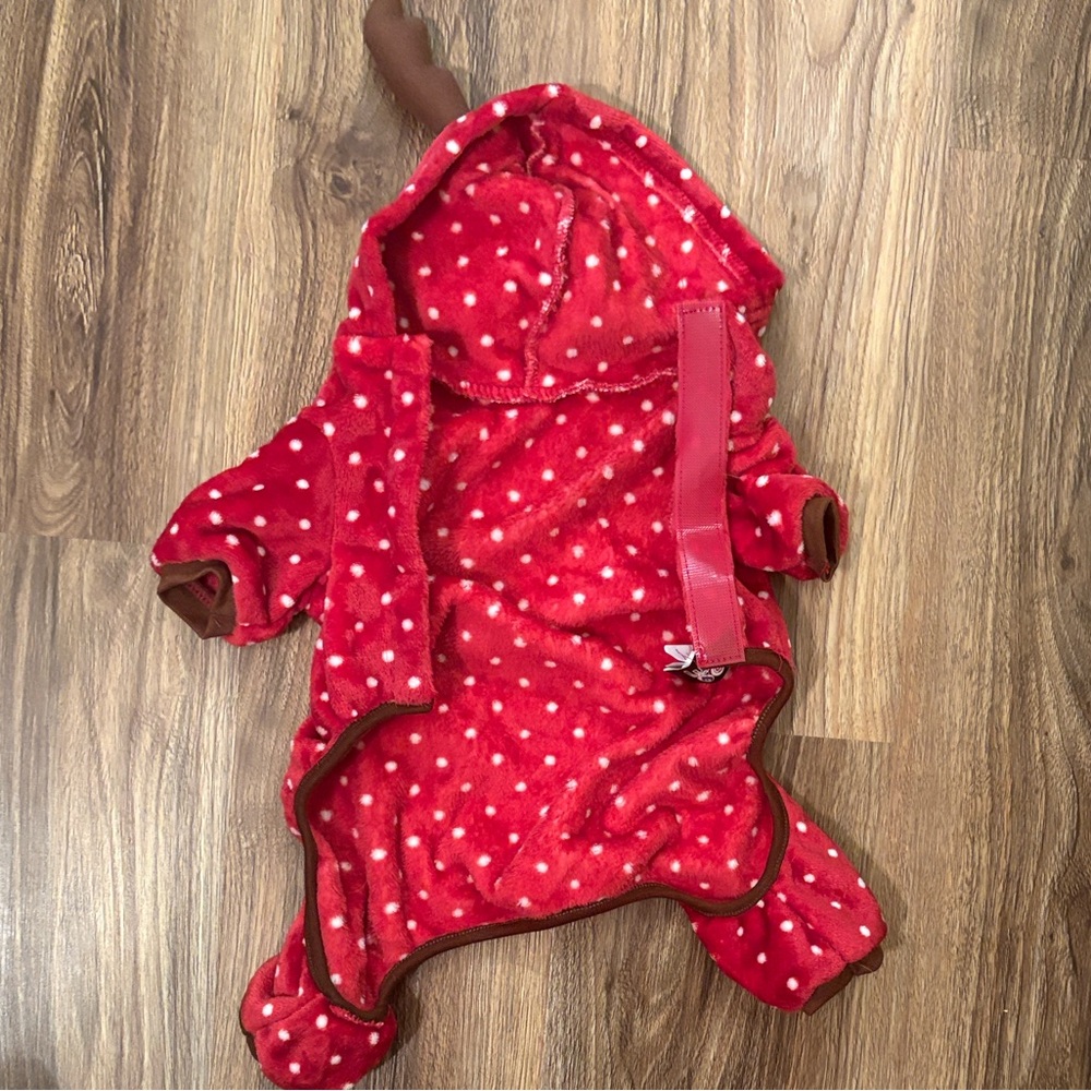 Red Polka Dot Hooded Reindeer Onsie